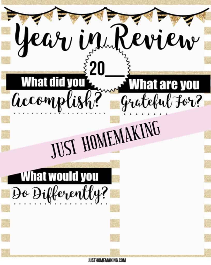 Year in Review End of Year Reflection Worksheet from Just Homemaking