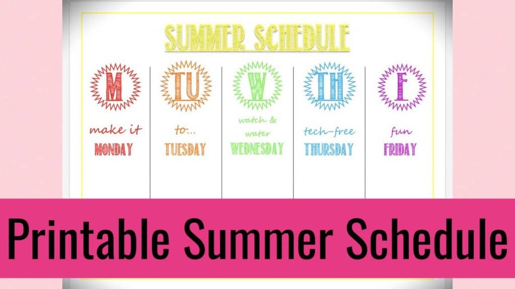 printable summer schedule for kids