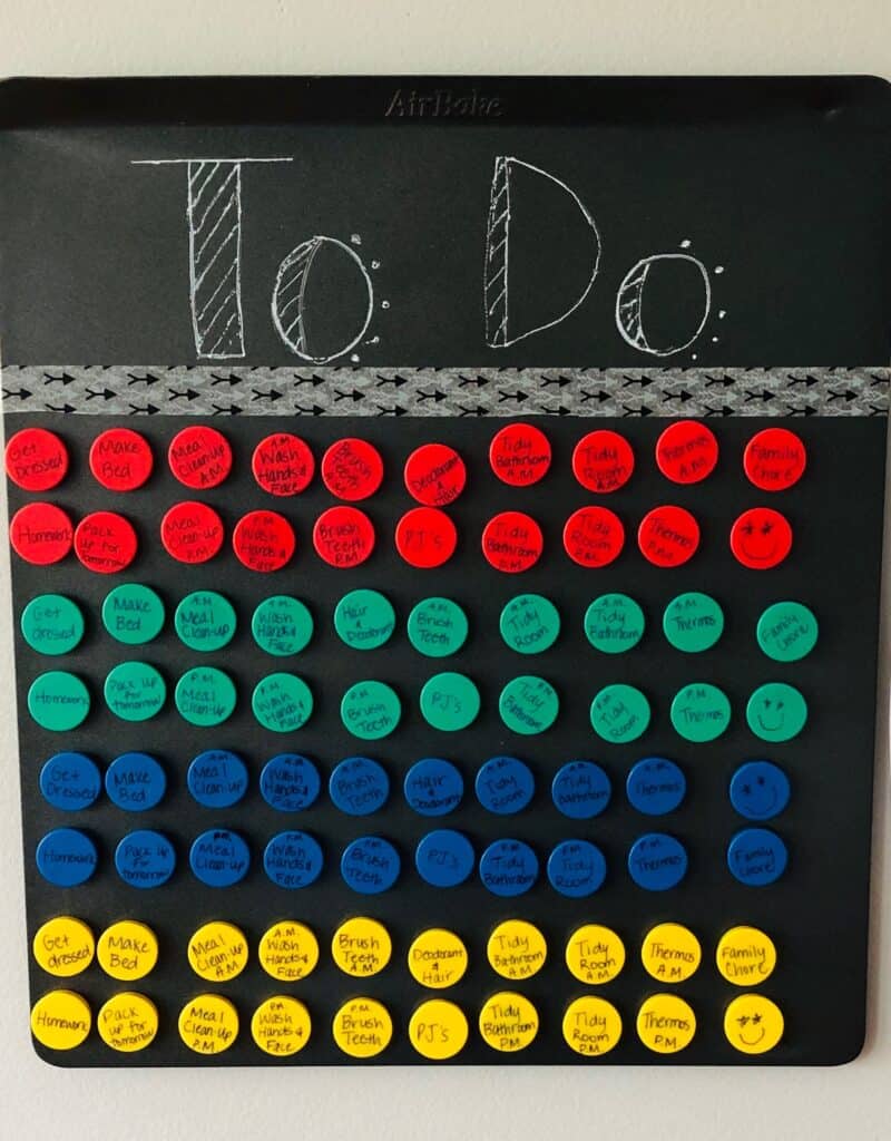 DIY Magnetic Chore Chart, labeled "TO DO"
