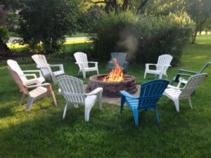 Chairs around a fire pit