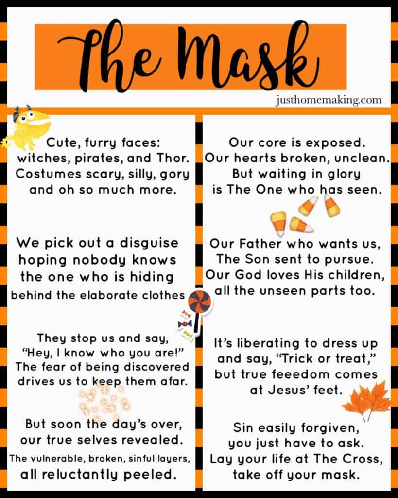 Christian Halloween poem called "The Mask"