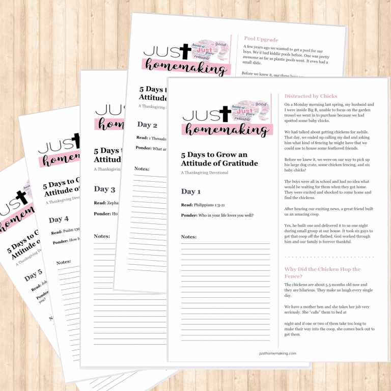 5 Day Thanksgiving Devotional for Women - Just Homemaking