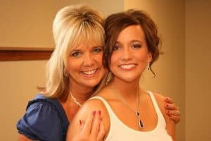 Mom and daughter on daughter's wedding day