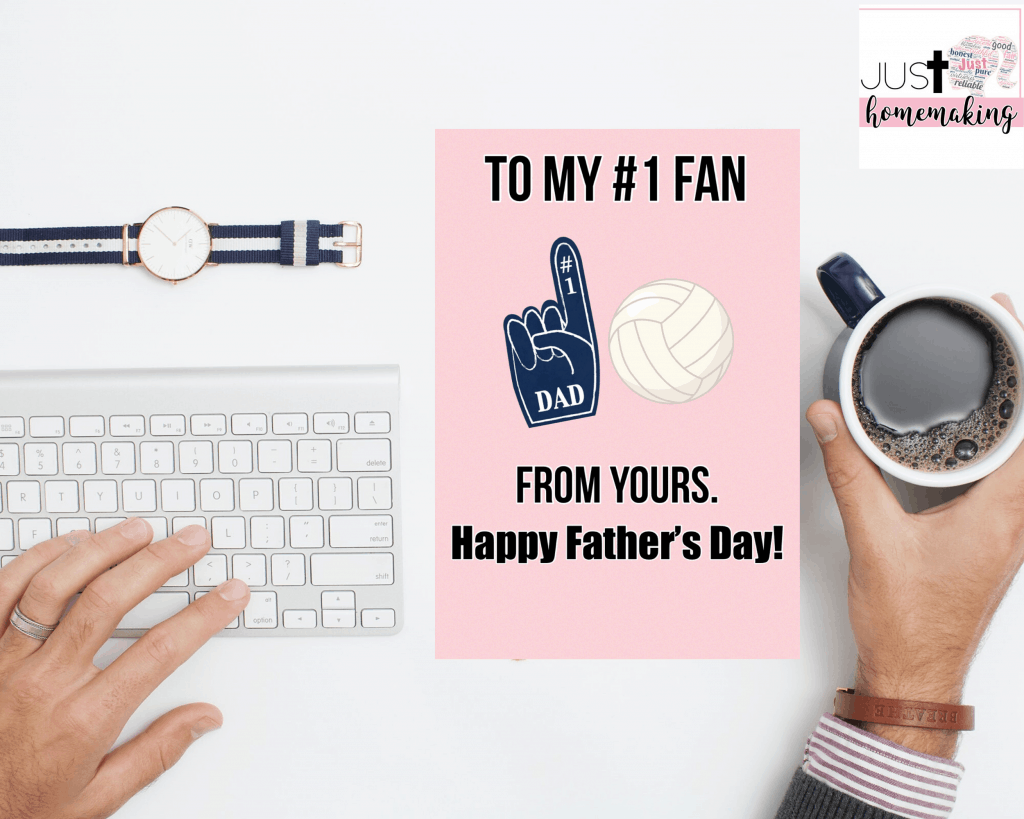 Printable Father's Day card with a volleyball that reads:
To my #1 fan. From yours. Happy Father's Day!