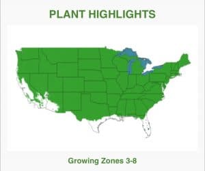 Nature Hills map of the United States with growing zones for plants