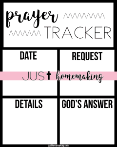 printable prayer tracker to use when struggling with faith