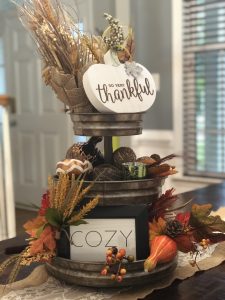 Simple Fall Printables on a 3-tier tray