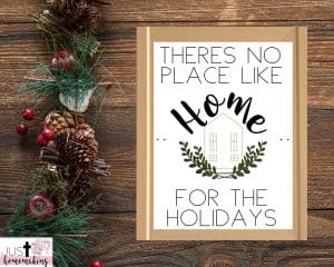 printable christmas wall decoration that reads "There's no place like home for the holidays"