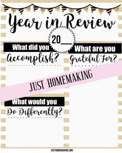Printable End of Year Reflection Worksheet from Just Homemaking