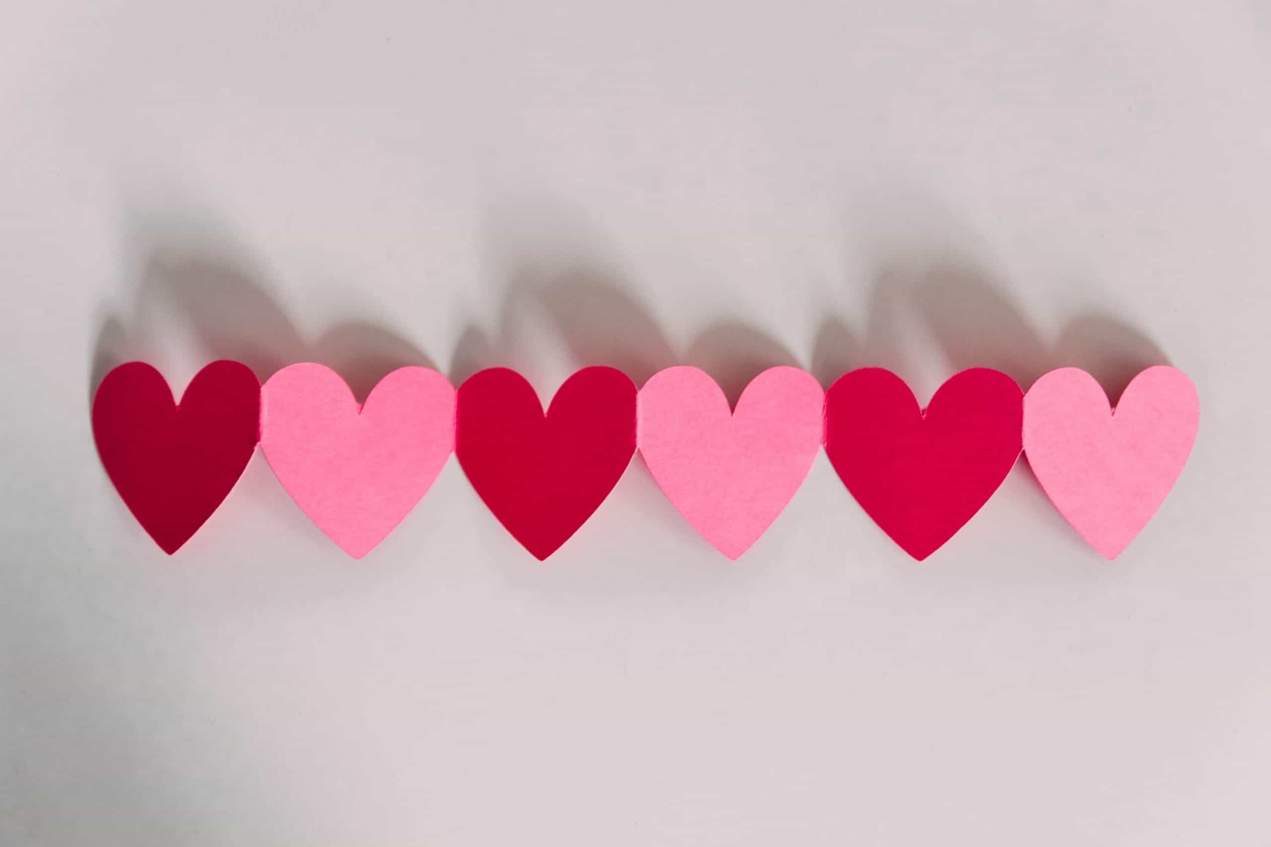 Valentine's hearts in a row for Fun Valentine's Day Ideas for Family