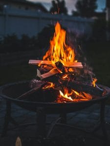 Fire pit burning wood: idea for a date night in, have a fire together