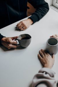 husband and wife connecting over coffee