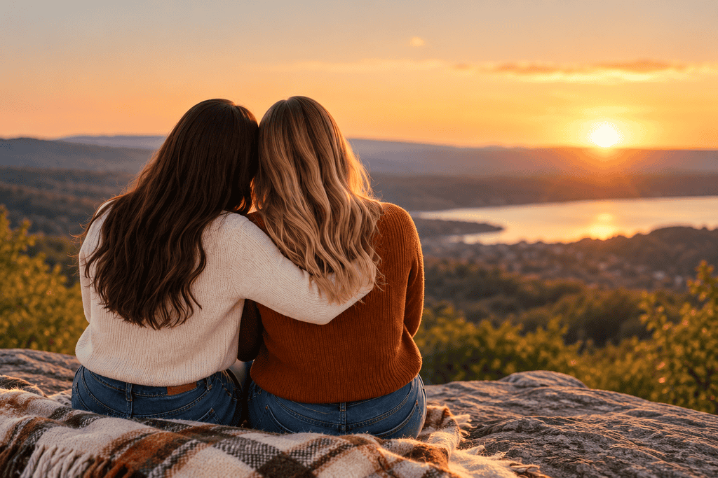 Best friends watching the sun set