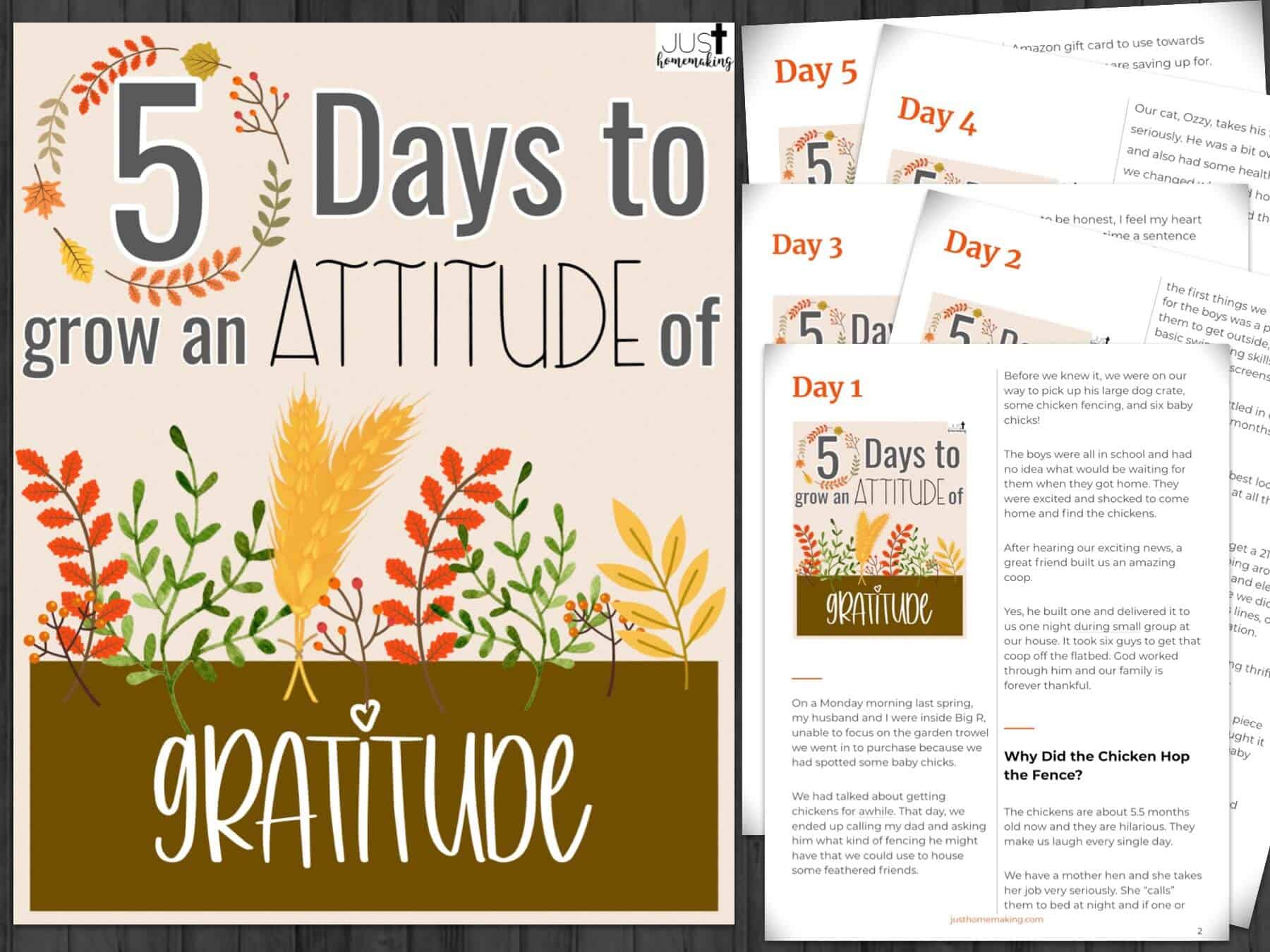 Printable Thanksgiving Devotion for Women "5 Days to Grow an Attitude of Gratitude"