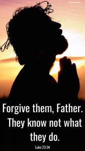a photo of Jesus praying, "Forgive them, Father. They know not what they do."
Luke 23:34