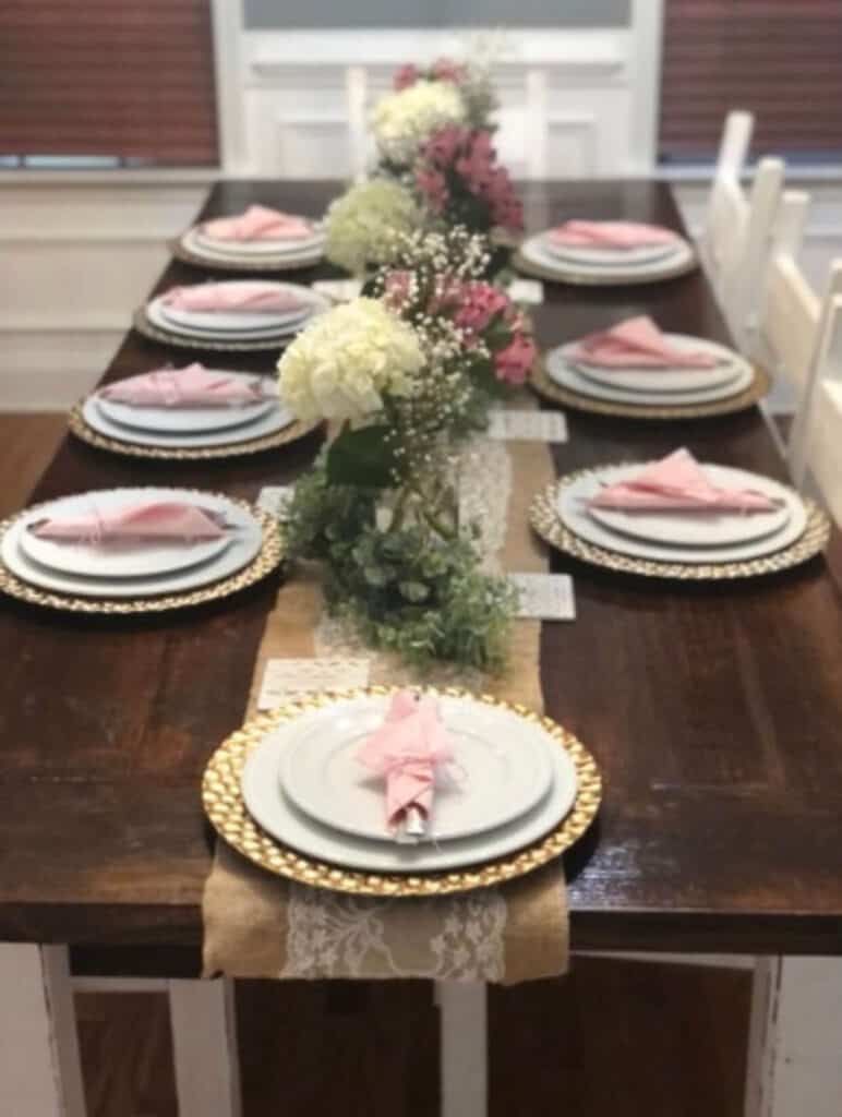 Galentine's Party dining room setup