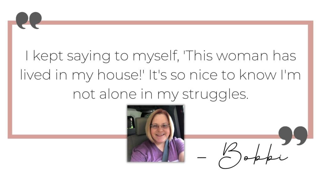 Review of Jenna Punke-Bendt, Female Christian Speaker: "I kept saying to myself, 'This woman has lived in my house!' It's so nice to know I'm not alone in my struggles."
-Bobbi
