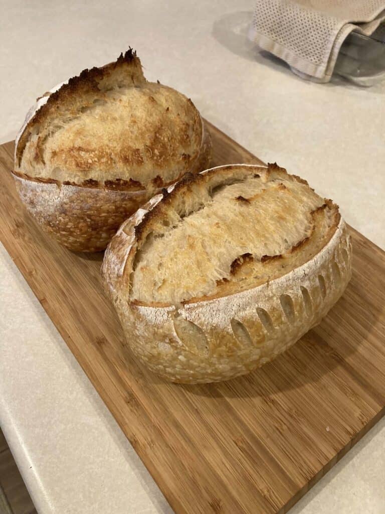 2 sourdough bread loaves