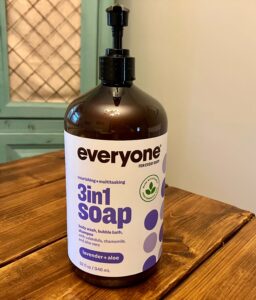 Bottle of Everyone 3 in 1 Soap scented in lavender and aloe
