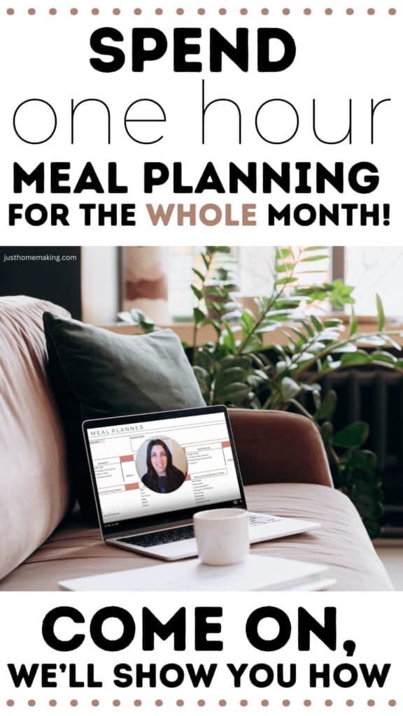 pin for pinterest: meal planning for busy moms. Spend one hour meal planning for the whole month! Come on, we'll show you how.