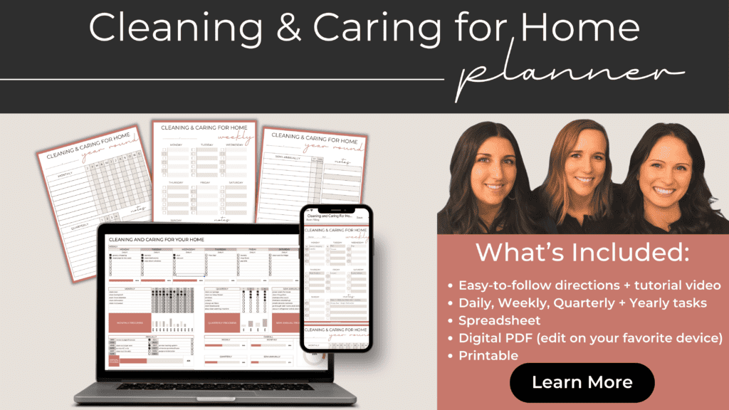 cleaning and caring for home planner for your morning cleaning routine
