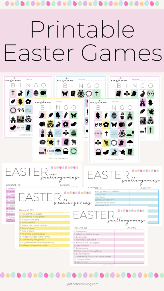 Pin: Printable Easter Games, Bingo and Scattegories