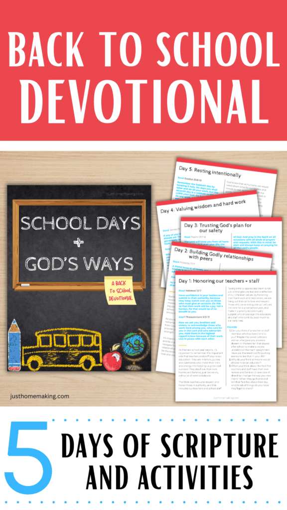 Pin for pinterest
Back to School Devotional
5 Days of scripture and activities